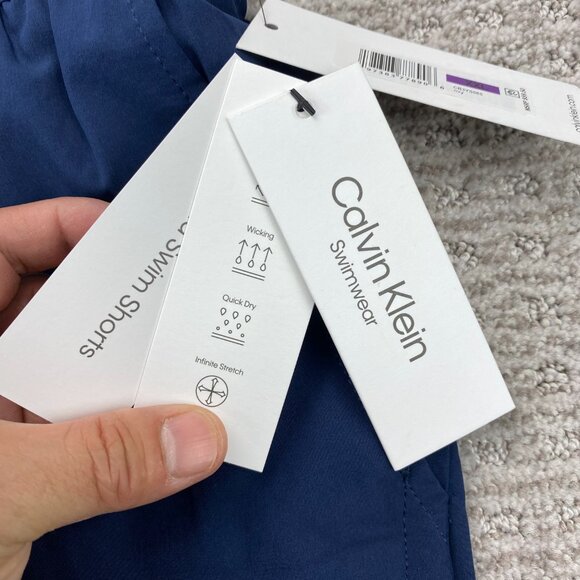 Calvin Klein Swimwear Swim Trunks Men XXL Navy Blue Lined New With Tags Designer - Picture 4 of 13